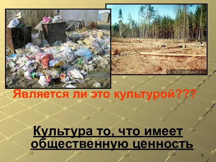 Является ли это культурой??? Культура то, что имеет общественную ценность