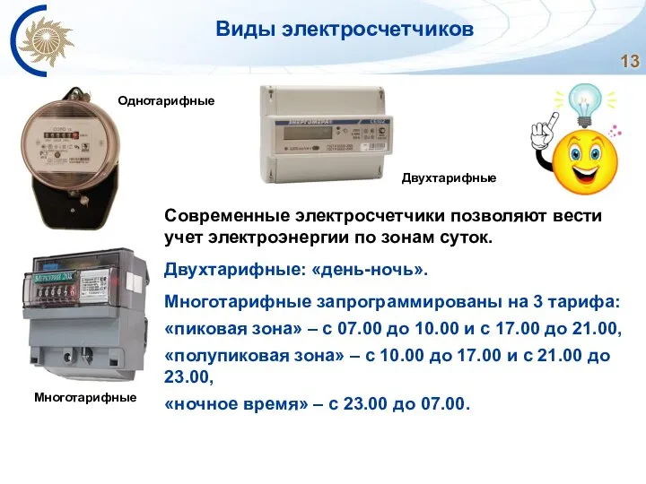 Однотарифные Двухтарифные Многотарифные Виды электросчетчиков Современные электросчетчики позволяют вести учет электроэнергии