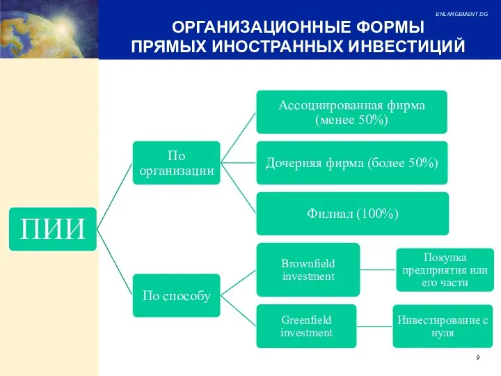 ОРГАНИЗАЦИОННЫЕ ФОРМЫ ПРЯМЫХ ИНОСТРАННЫХ ИНВЕСТИЦИЙ