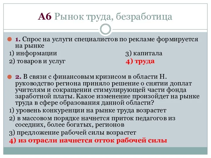 А6 Рынок труда, безработица 1. Спрос на услуги специалистов по рекламе