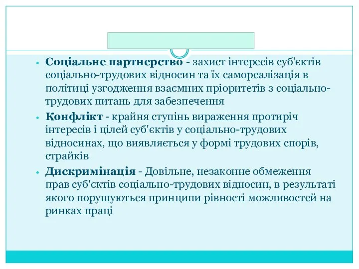 Соціальне партнерство - захист інтересів суб'єктів соціально-трудових відносин та їх самореалізація