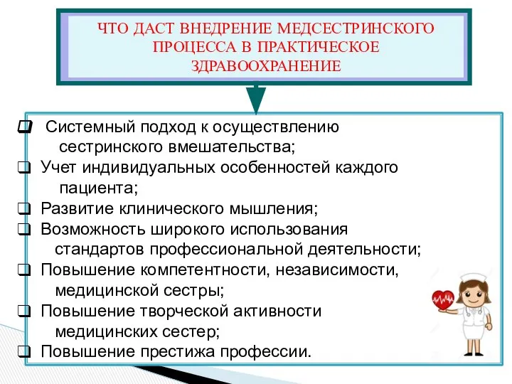 Системный подход к осуществлению сестринского вмешательства; Учет индивидуальных особенностей каждого пациента;