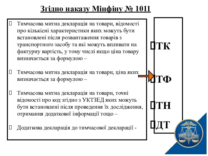 Тимчасова митна декларація на товари, відомості про кількісні характеристики яких можуть