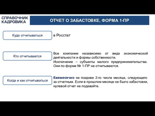 ОТЧЕТ О ЗАБАСТОВКЕ, ФОРМА 1-ПР Куда отчитываться Все компании независимо от