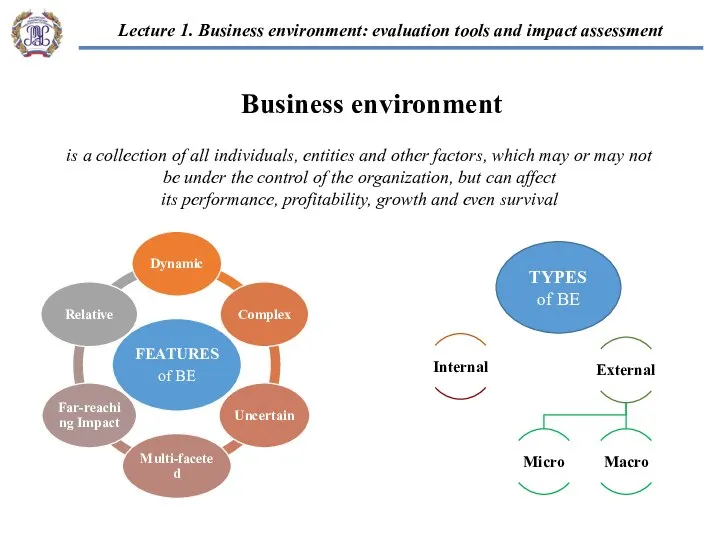 Business environment is a collection of all individuals, entities and other