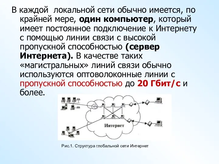 В каждой локальной сети обычно имеется, по крайней мере, один компьютер,