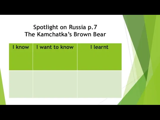 Spotlight on Russia p.7 The Kamchatka’s Brown Bear