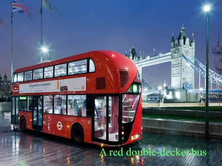 A red double-decker bus