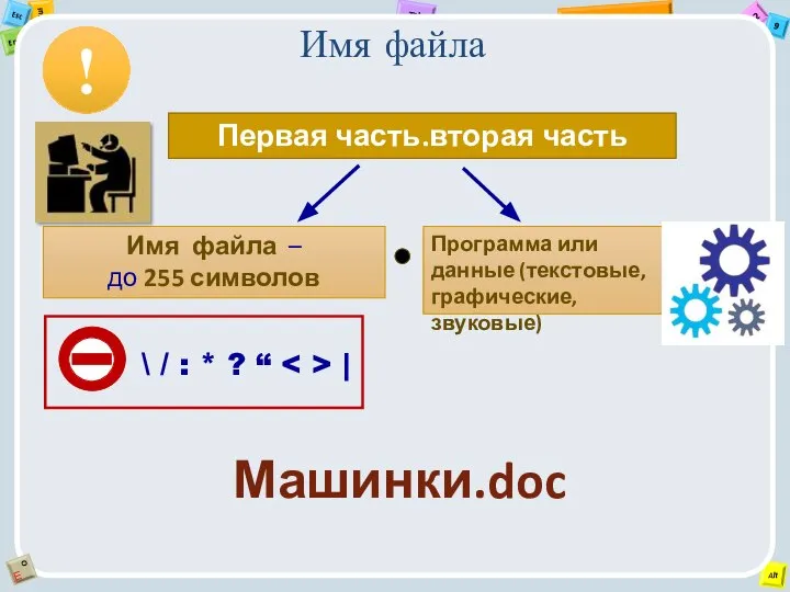 Первая часть.вторая часть Имя файла – до 255 символов Программа или