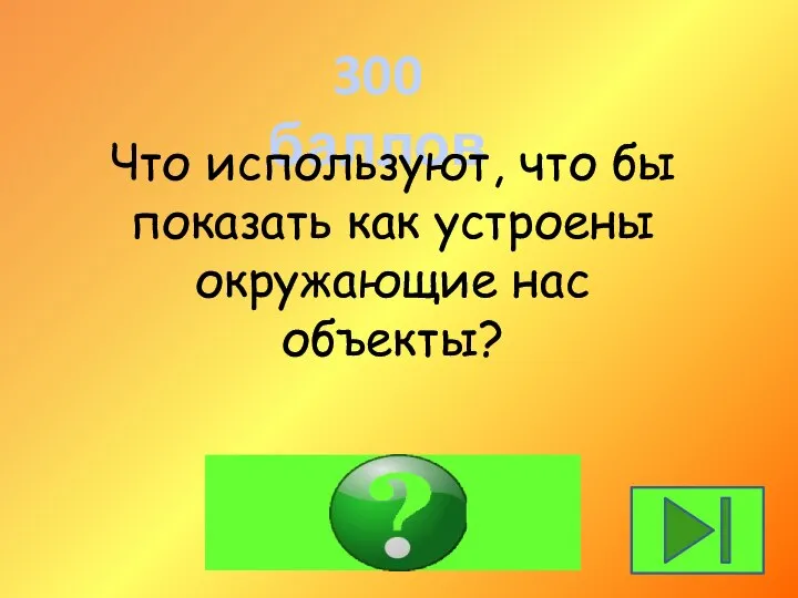 300 баллов схемы Что используют, что бы показать как устроены окружающие нас объекты?