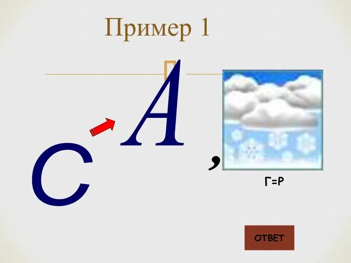 Пример 1 ОТВЕТ С А , Г=Р