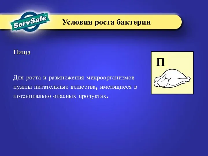 Пища Для роста и размножения микроорганизмов нужны питательные вещества, имеющиеся в