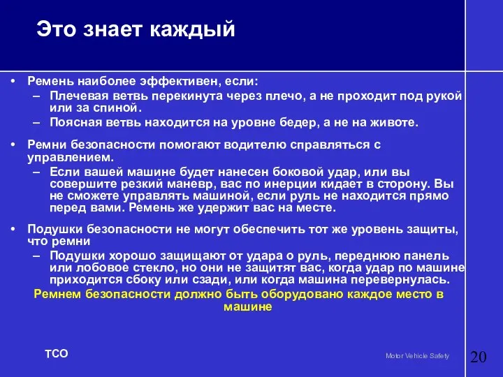 Это знает каждый Ремень наиболее эффективен, если: Плечевая ветвь перекинута через