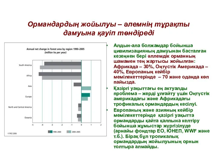 Ормандардың жойылуы – әлемнің тұрақты дамуына қауіп төндіреді . Алдын-ала болжамдар