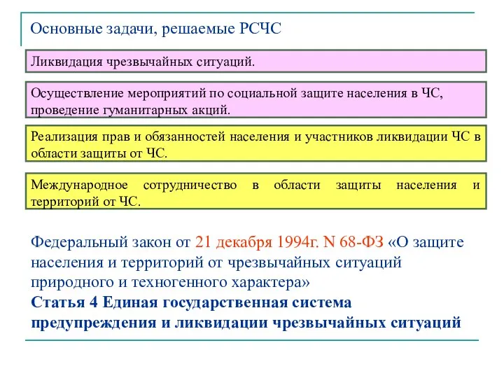 Ликвидация чрезвычайных ситуаций. Осуществление мероприятий по социальной защите населения в ЧС,