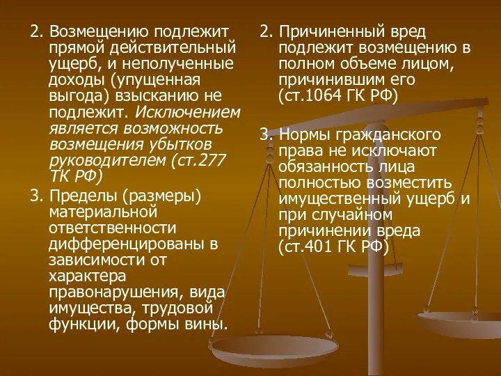 2. Возмещению подлежит прямой действительный ущерб, и неполученные доходы (упущенная выгода)