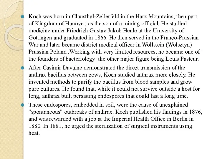 Koch was born in Clausthal-Zellerfeld in the Harz Mountains, then part