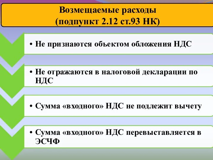 Возмещаемые расходы (подпункт 2.12 ст.93 НК)