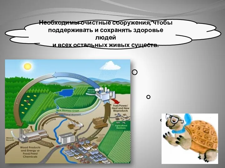 Необходимы очистные сооружения, чтобы поддерживать и сохранять здоровье людей и всех остальных живых существ.