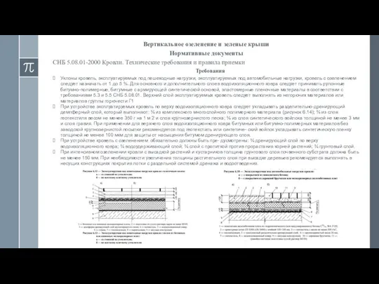 Вертикальное озеленение и зеленые крыши Нормативные документы СНБ 5.08.01-2000 Кровли. Технические