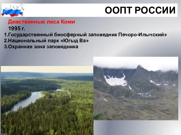 ООПТ РОССИИ Девственные леса Коми 1995 г. Государственный биосферный заповедник Печоро-Илычский»