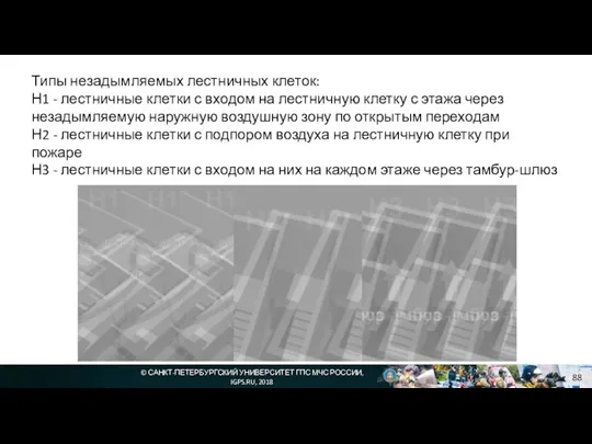 © САНКТ-ПЕТЕРБУРГСКИЙ УНИВЕРСИТЕТ ГПС МЧС РОССИИ, IGPS.RU, 2018 Типы незадымляемых лестничных