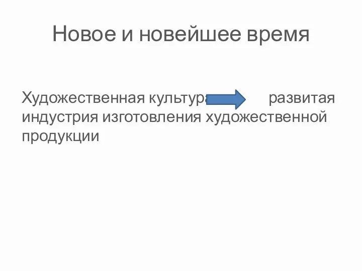 Новое и новейшее время Художественная культура развитая индустрия изготовления художественной продукции