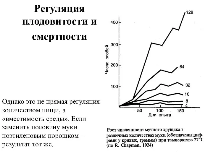 Регуляция плодовитости и смертности Однако это не прямая регуляция количеством пищи,