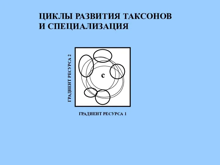 с ЦИКЛЫ РАЗВИТИЯ ТАКСОНОВ И СПЕЦИАЛИЗАЦИЯ ГРАДИЕНТ РЕСУРСА 1 ГРАДИЕНТ РЕСУРСА 2