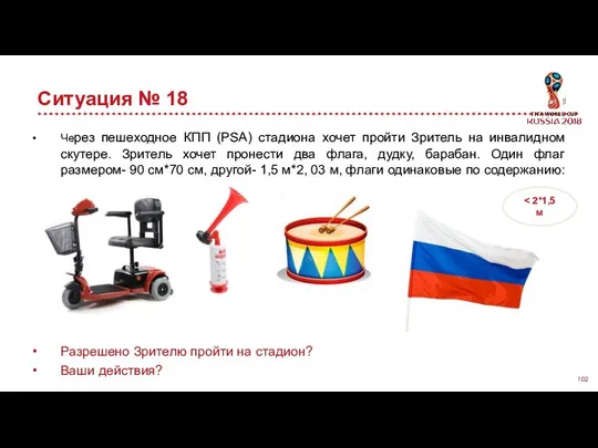 Ситуация № 18 Через пешеходное КПП (PSA) стадиона хочет пройти Зритель