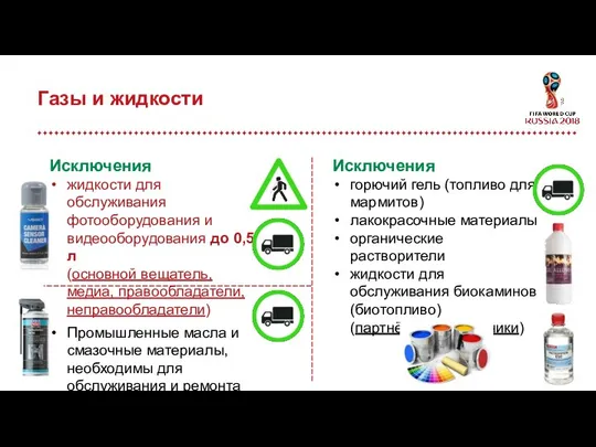 Газы и жидкости Исключения жидкости для обслуживания фотооборудования и видеооборудования до