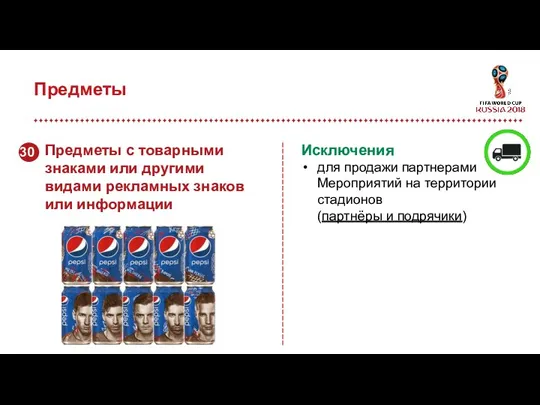 Предметы Исключения для продажи партнерами Мероприятий на территории стадионов (партнёры и