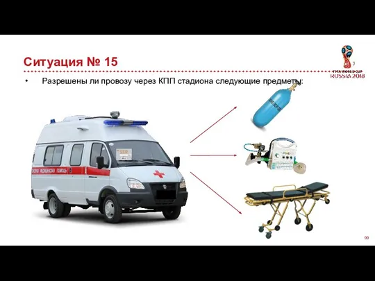 Ситуация № 15 Разрешены ли провозу через КПП стадиона следующие предметы: