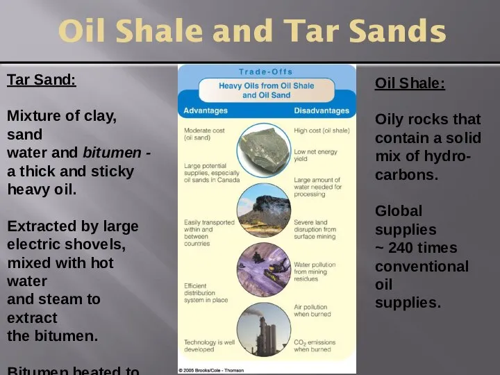 Oil Shale and Tar Sands Tar Sand: Mixture of clay, sand