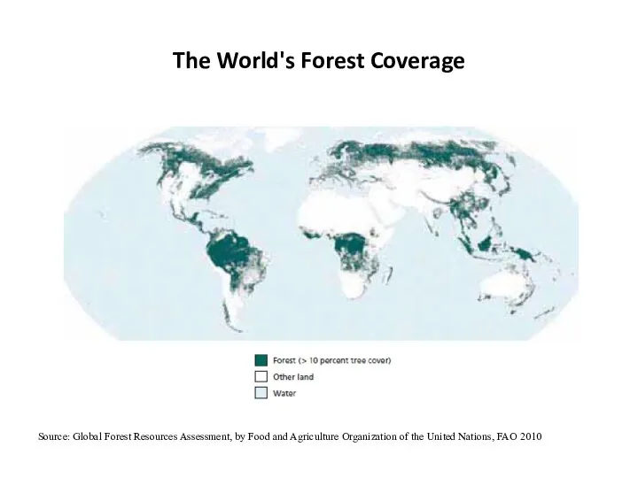 The World's Forest Coverage Source: Global Forest Resources Assessment, by Food
