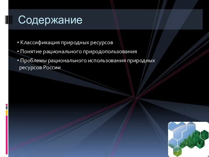 Классификация природных ресурсов Понятие рационального природопользования Проблемы рационального использования природных ресурсов России Содержание