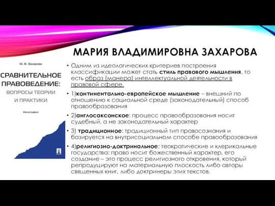 МАРИЯ ВЛАДИМИРОВНА ЗАХАРОВА Одним из идеологических критериев построения классификации может стать