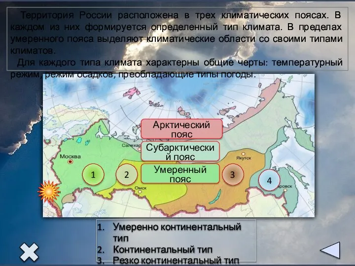 1 2 3 4 Арктический пояс Субарктический пояс Умеренный пояс Территория