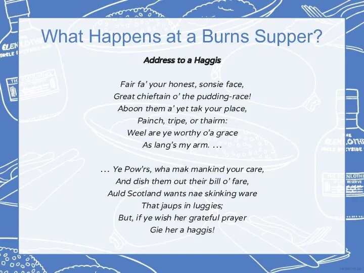 What Happens at a Burns Supper? Address to a Haggis Fair