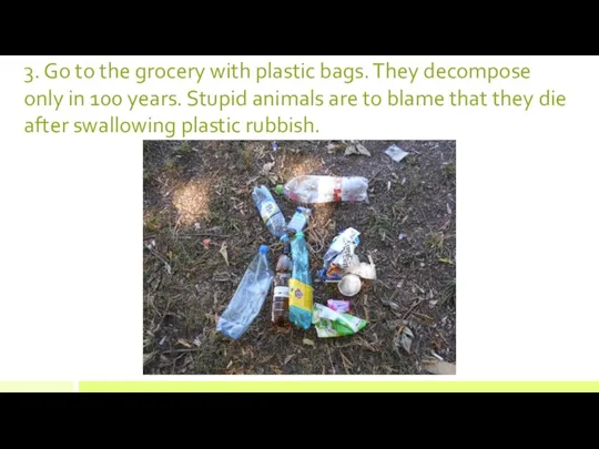 3. Go to the grocery with plastic bags. They decompose only