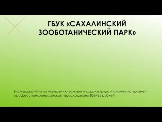 ГБУК «САХАЛИНСКИЙ ЗООБОТАНИЧЕСКИЙ ПАРК» На мероприятия по улучшению условий и охраны