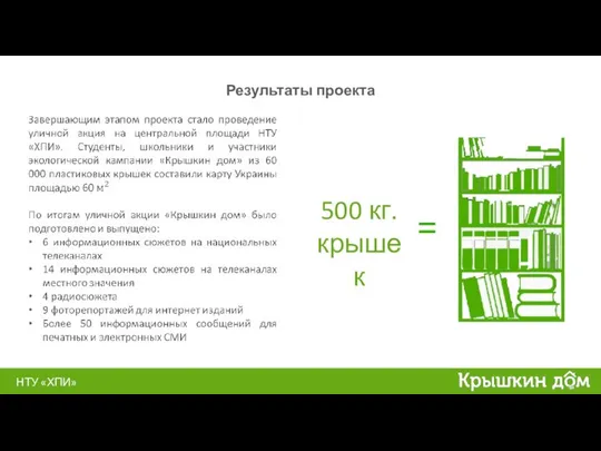 500 кг. крышек = Результаты проекта