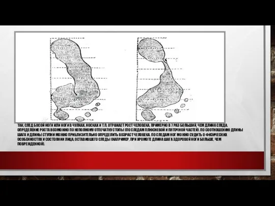 ТАК, СЛЕД БОСОЙ НОГИ ИЛИ НОГИ В ЧУЛКАХ, НОСКАХ И Т.П.