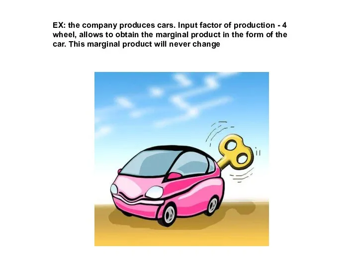 ЕХ: the company produces cars. Input factor of production - 4