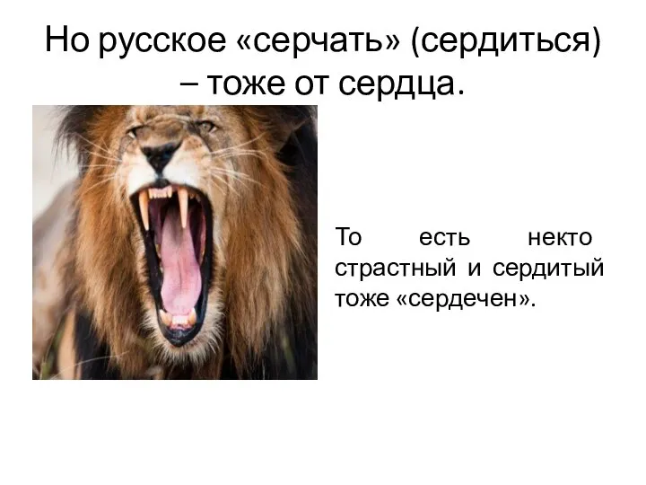 Но русское «серчать» (сердиться) – тоже от сердца. То есть некто страстный и сердитый тоже «сердечен».