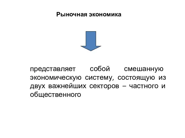 представляет собой смешанную экономическую систему, состоящую из двух важнейших секторов – частного и общественного Рыночная экономика