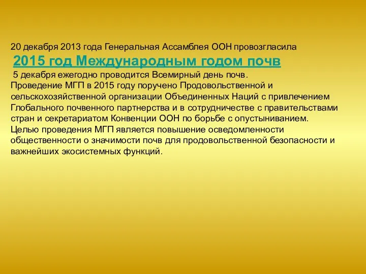 20 декабря 2013 года Генеральная Ассамблея ООН провозгласила 2015 год Международным