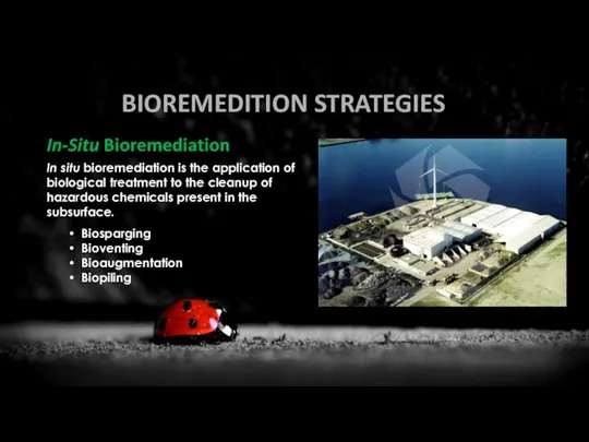 BIOREMEDITION STRATEGIES In-Situ Bioremediation In situ bioremediation is the application of