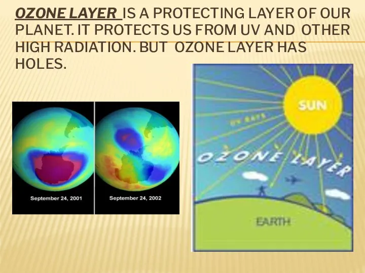 OZONE LAYER IS A PROTECTING LAYER OF OUR PLANET. IT PROTECTS