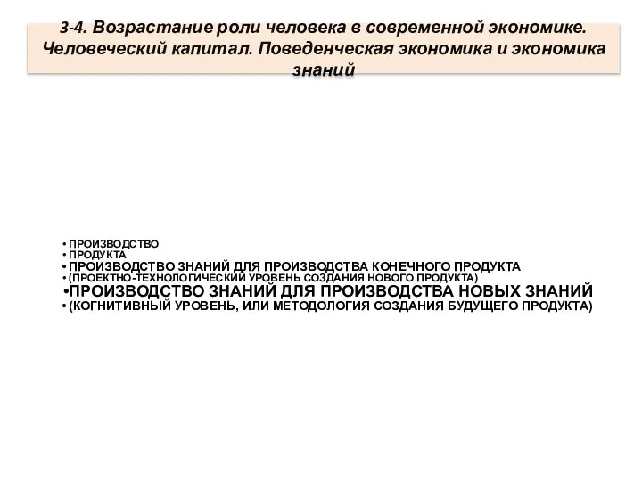 3-4. Возрастание роли человека в современной экономике. Человеческий капитал. Поведенческая экономика